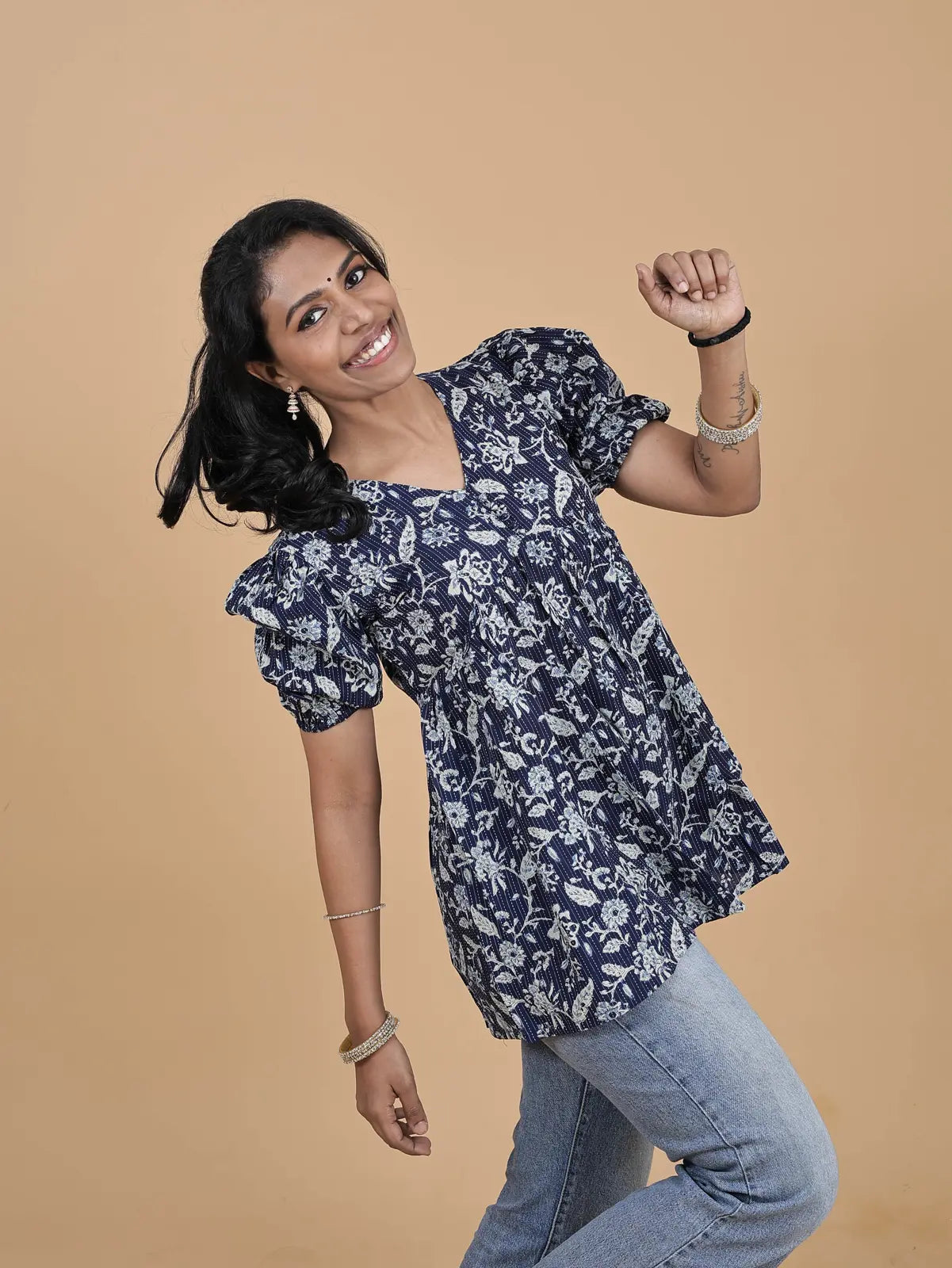 Kurti short top indigo