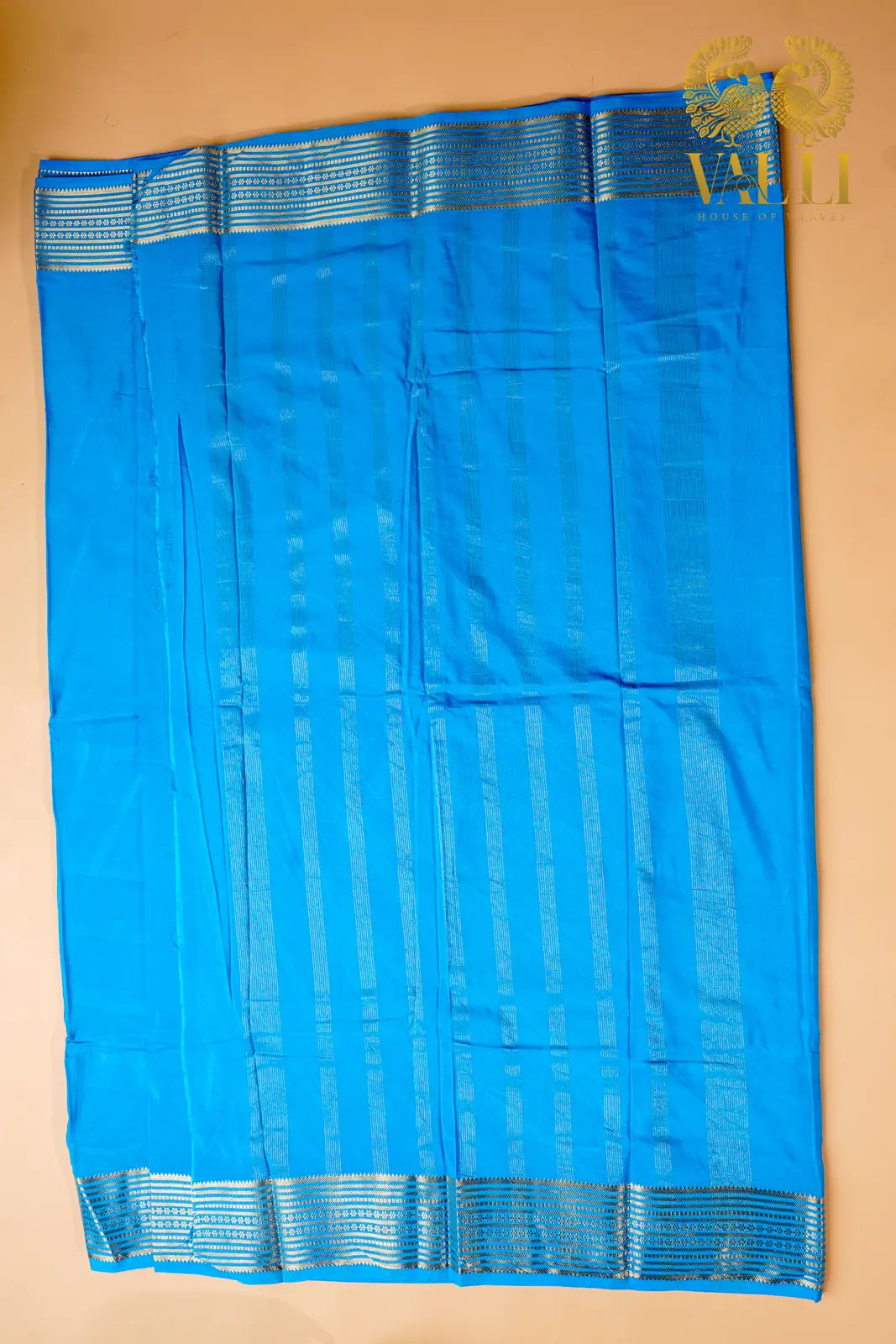Sky Blue Semi Crepe Silk Saree with potli Zari Border