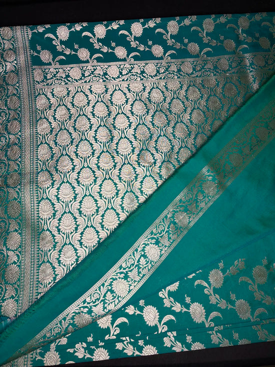 Banarasi Katan jaal green 