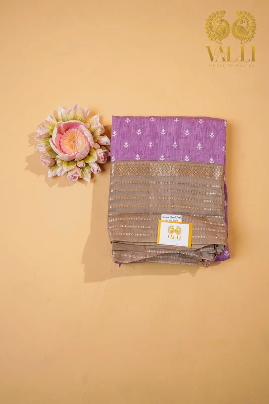 Lavender & Grey Viscose Cotton Saree