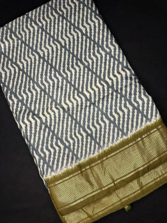 Ikkat Pattern Semi Silk Viscose Saree with Patola Border