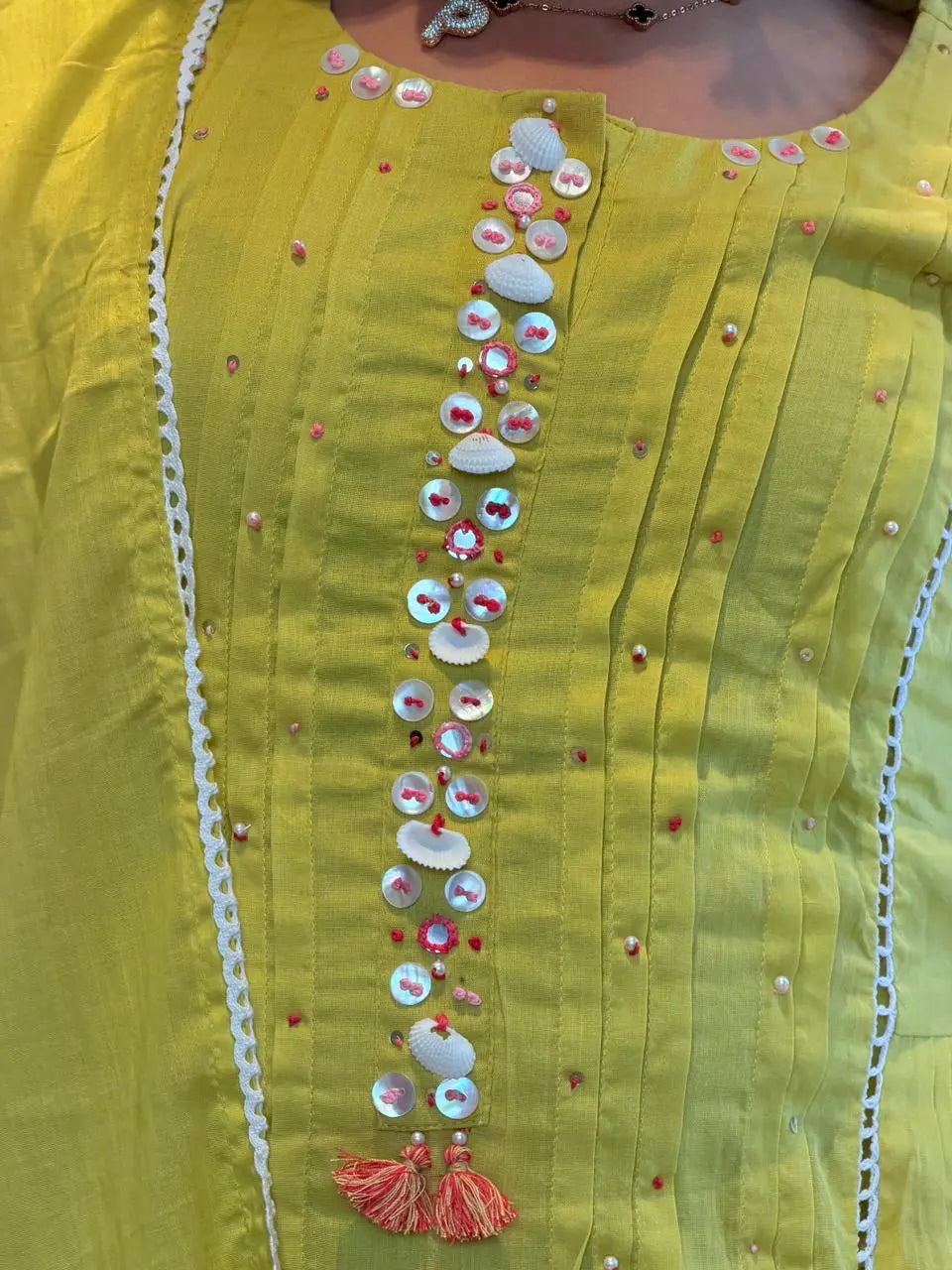 Sea shell green mul mul cotton salwar