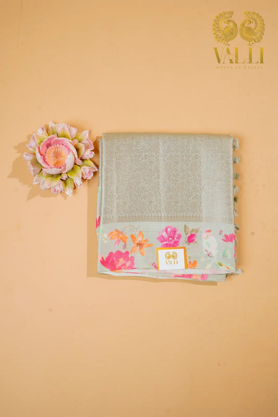 Brocade tussar silk pastel pink 