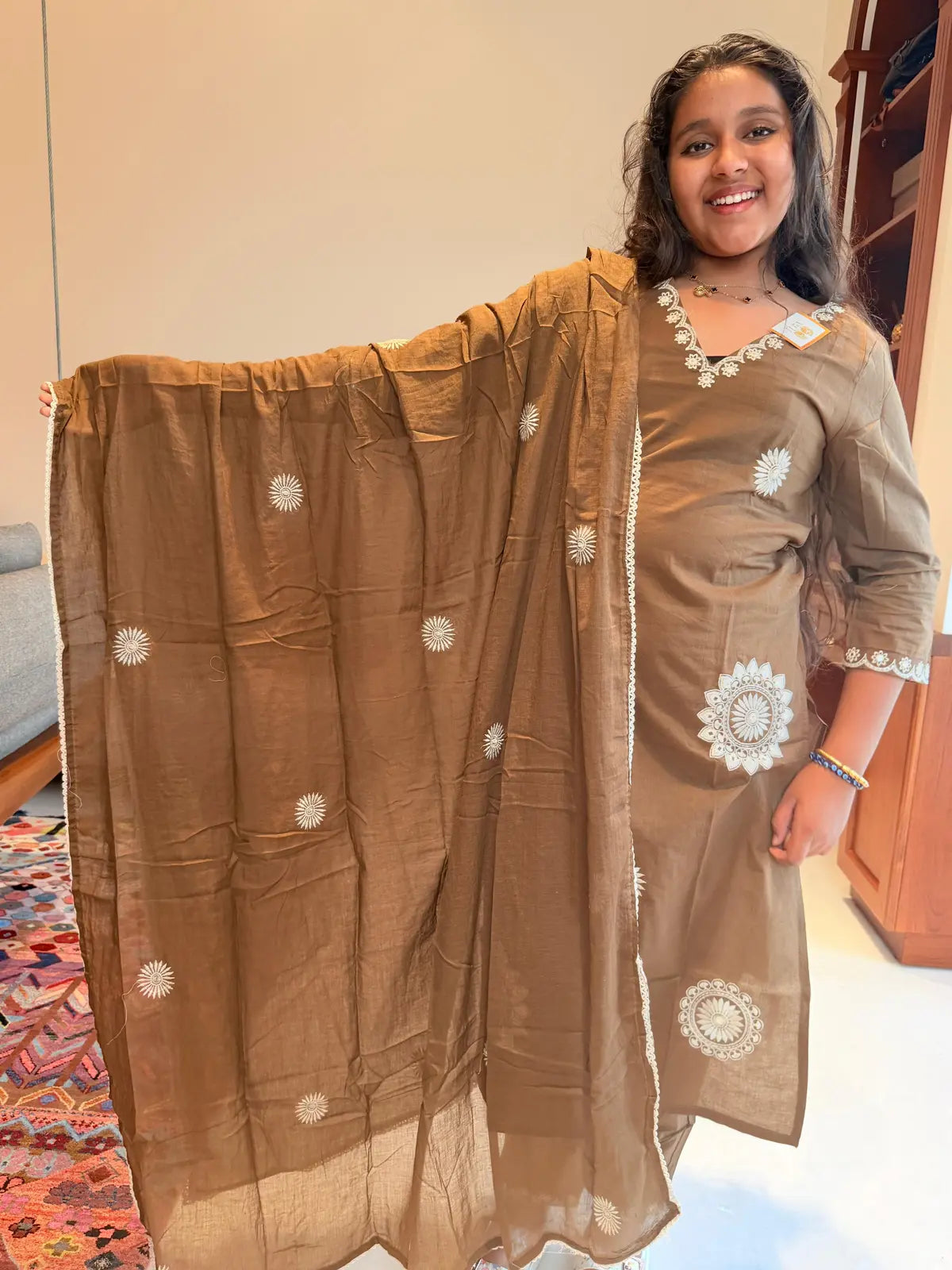 Brown embroidery salwar set