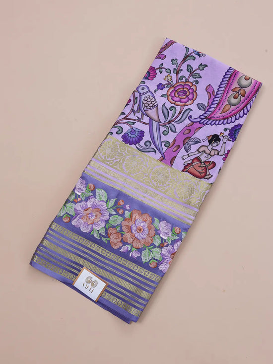 Pure Crepe Kalamkari Embroidery - Lavender