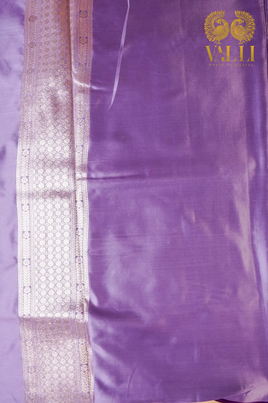 Lilac Satin Banarasi Saree with Silver Zari Motifs