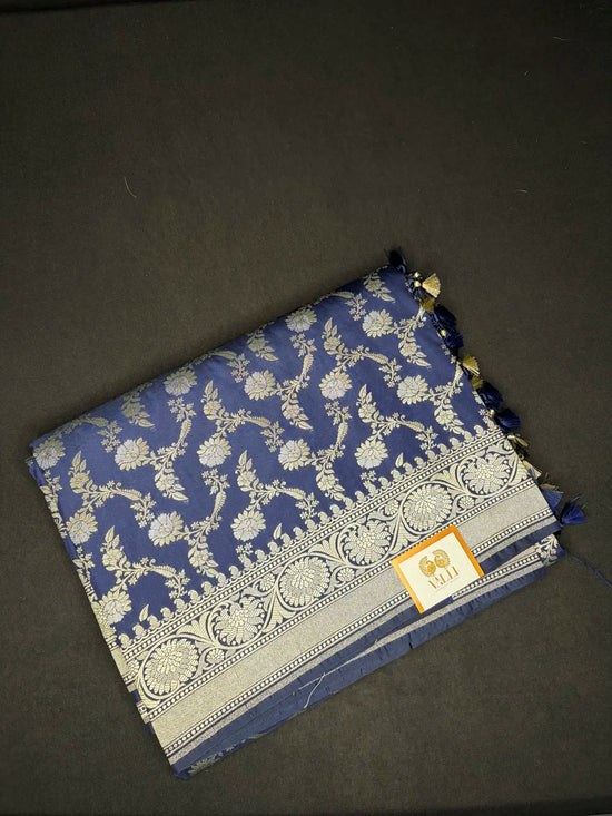 Banarasi katan jaal dark blue 