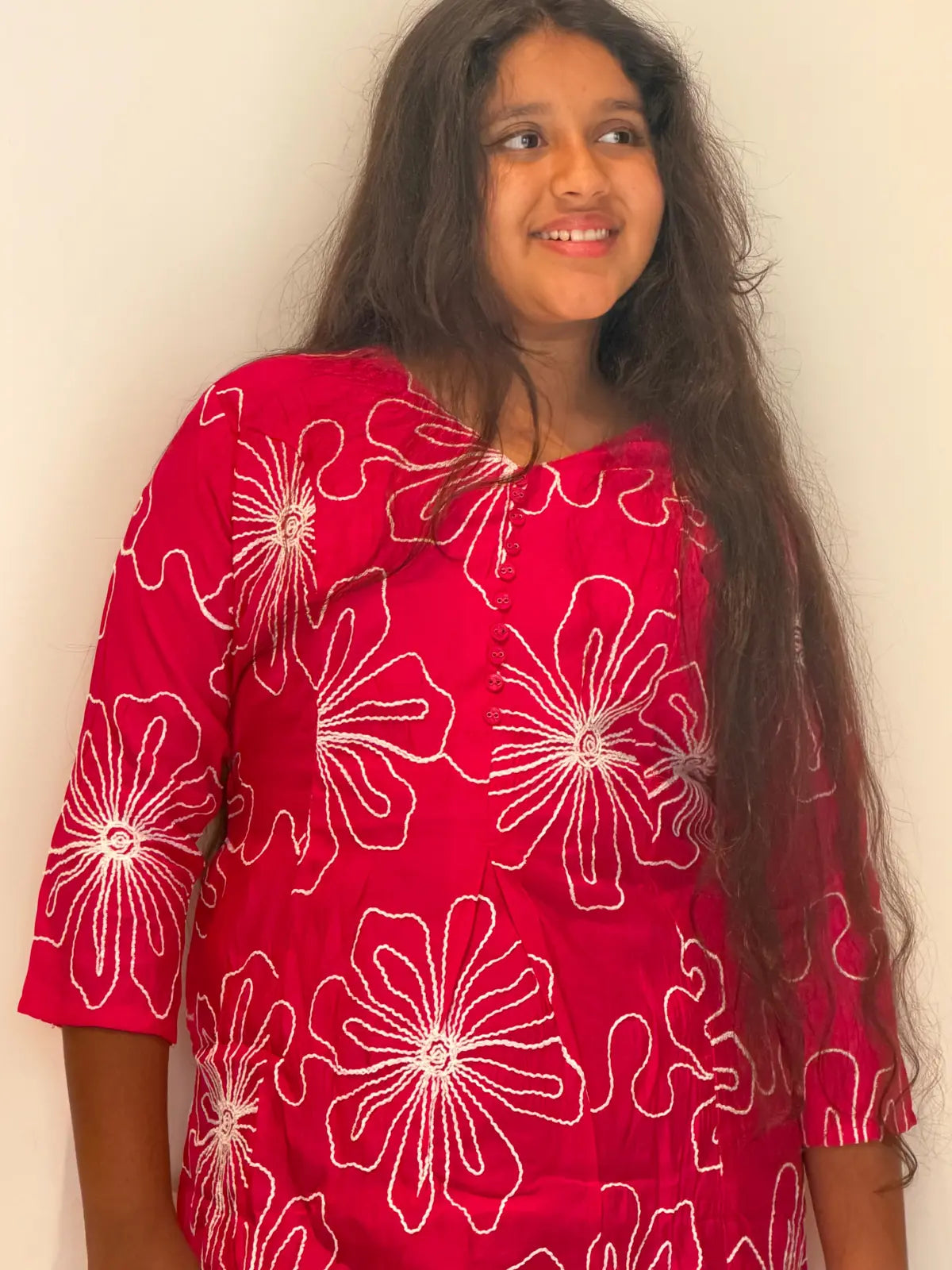 Pink embroidery Kurti