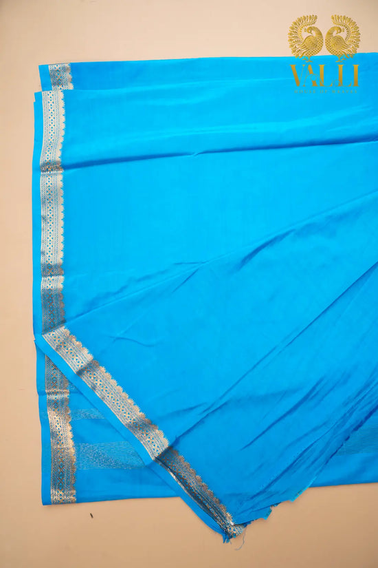 Sky Blue Semi-Crepe Saree with Elegant Half-Inch Border