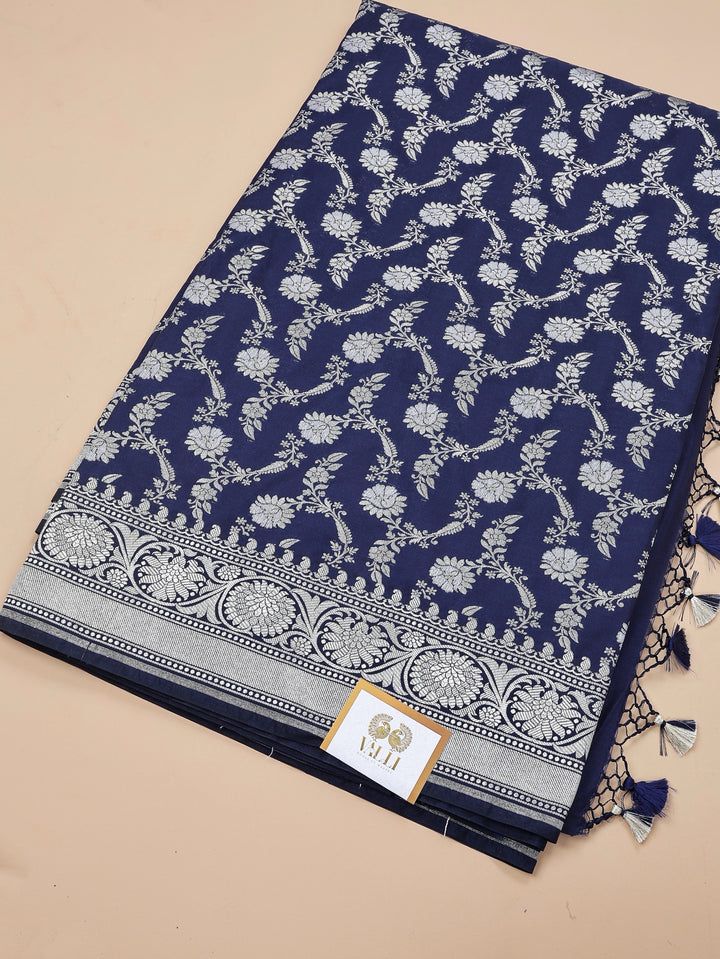 Banarasi katan jaal dark blue