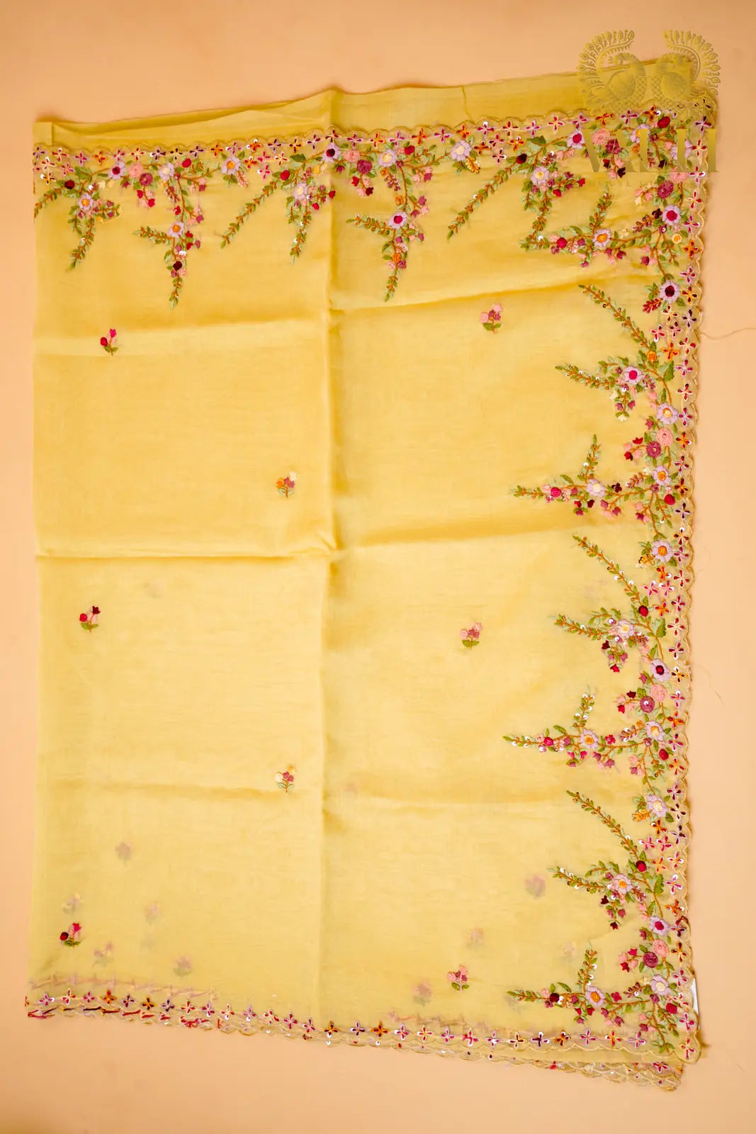 French Knot Embroidery Organza Saree
