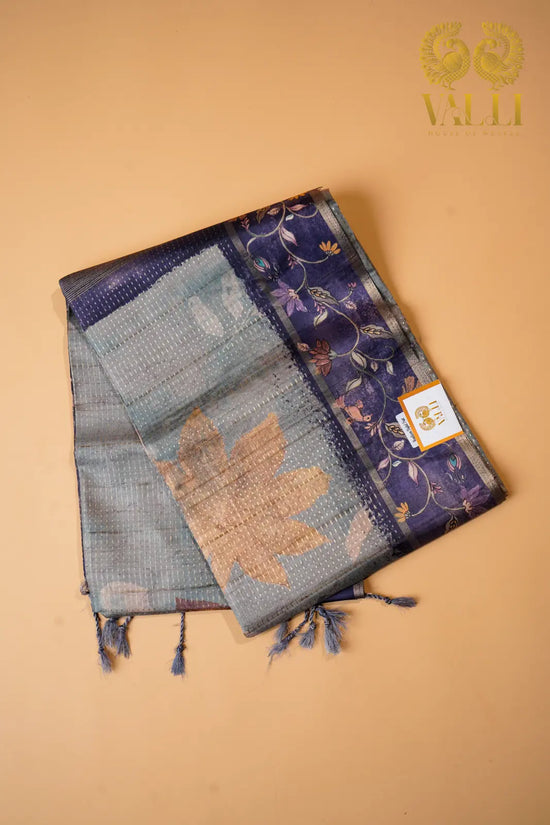 Eco Print Tussar Saree