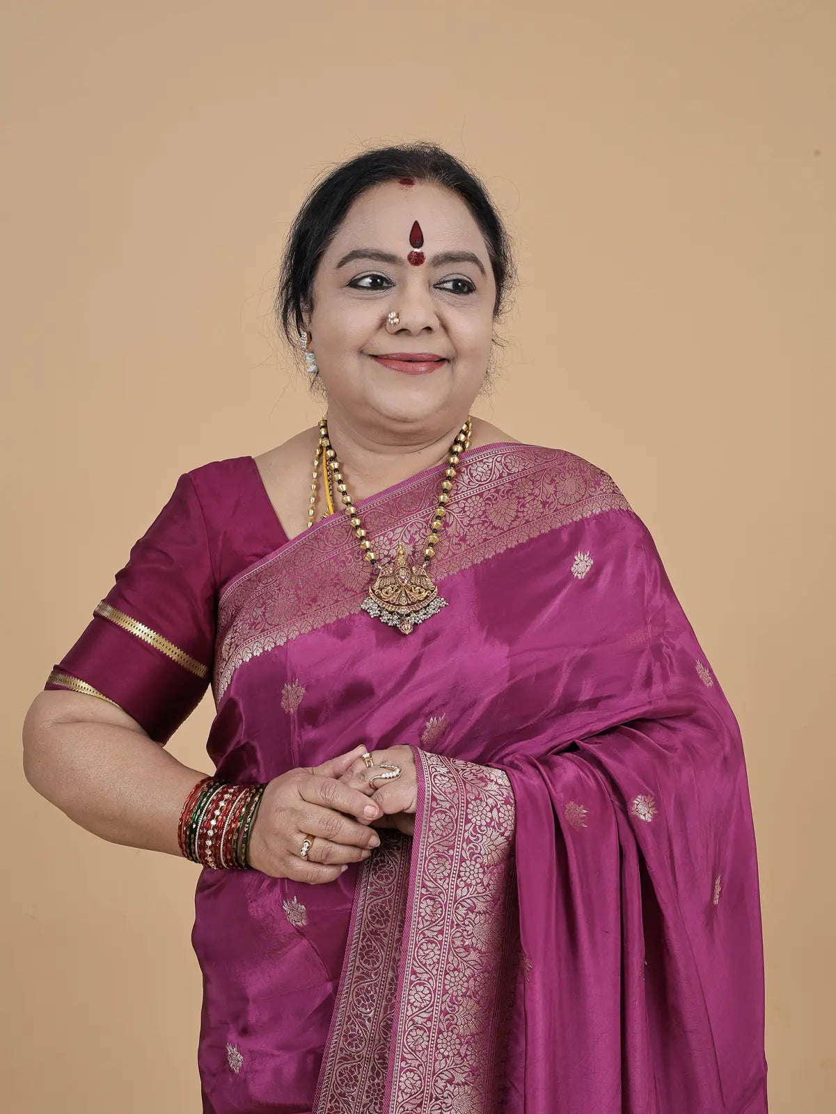 Satin Banarasi – Plum