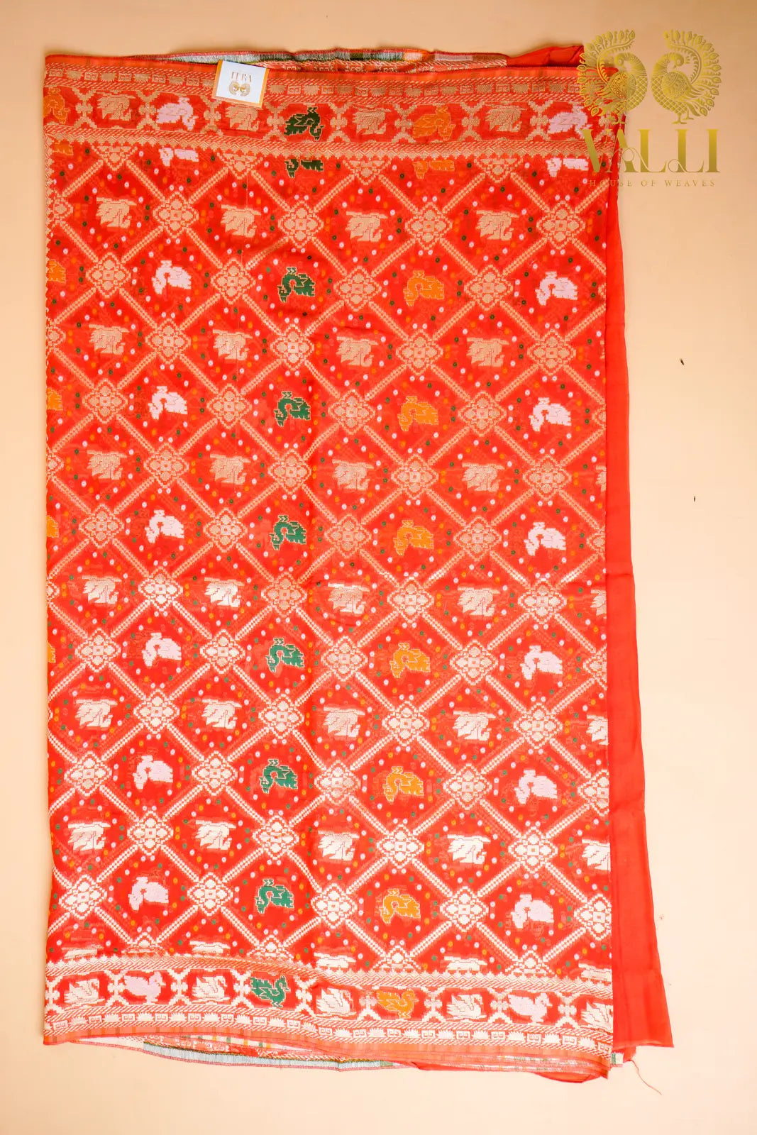 Vibrant Orange Banarasi Georgette Silk Saree with Bird Jaal Weave