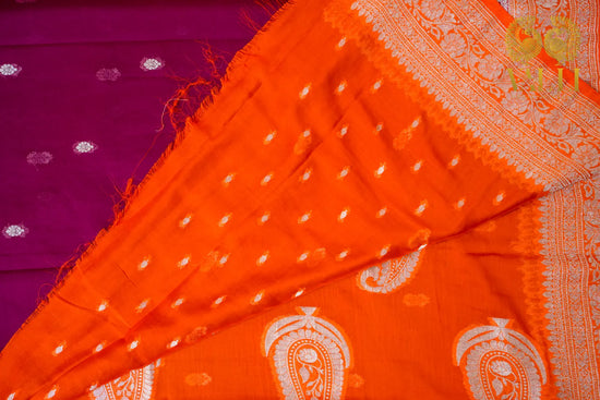 Maroon Chiffon Saree with Elegant Silver Zari Border