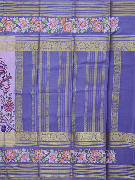 Pure Crepe Kalamkari Embroidery - Lavender