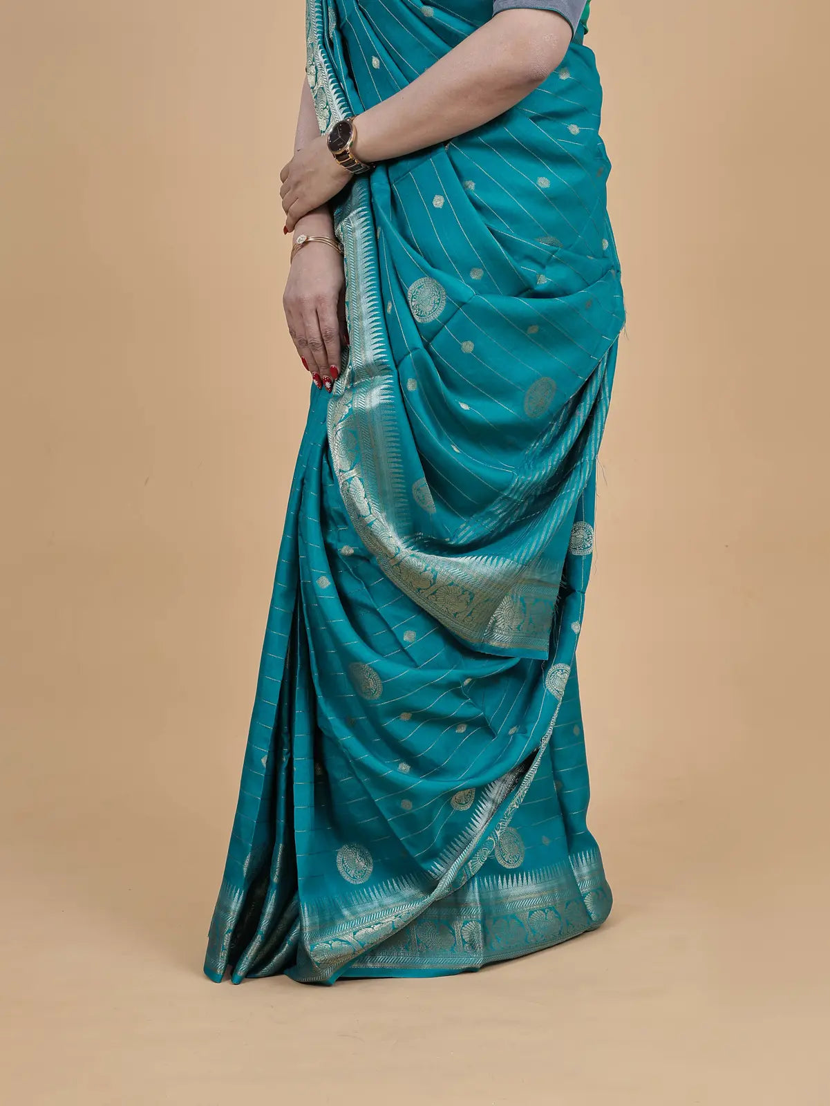TRADITIONAL FANCY SAREE - TEAL BLUE
