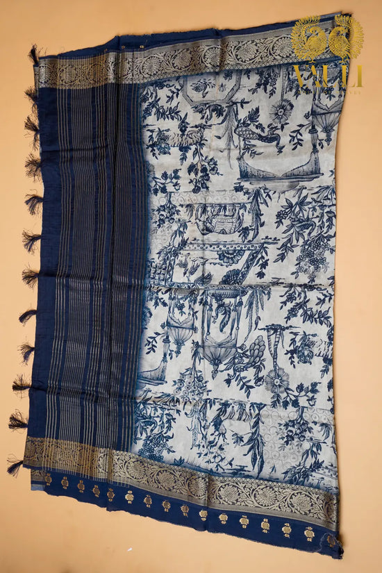 Vanasingharam Digital Print Satin Crepe Silk Saree