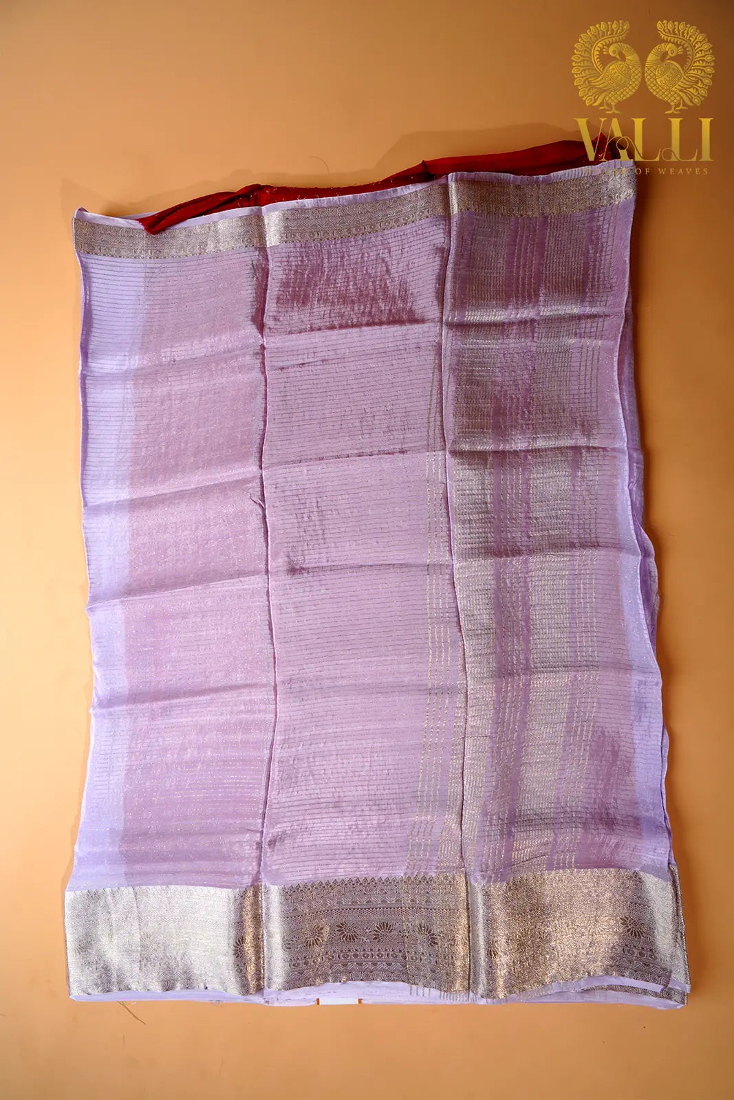 Lilac Mist Chiffon Saree with Contrast Red Blouse