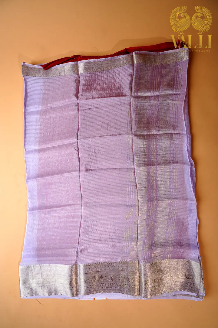 Lilac Mist Chiffon Saree with Contrast Red Blouse