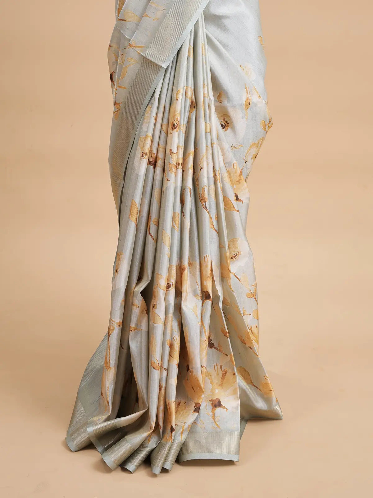 TUSSAR TISSUE SAREE - MINT GREEN