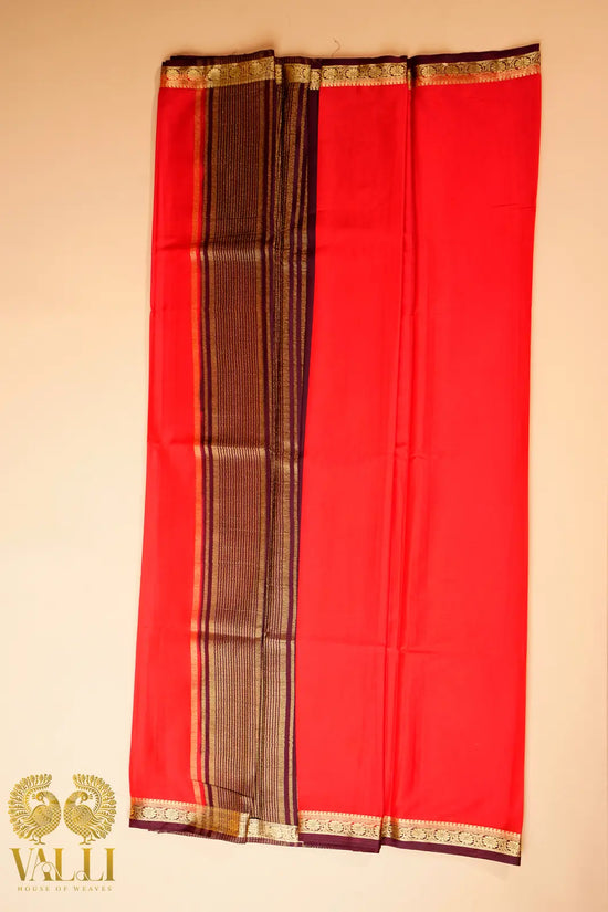 Orange Semi-Crepe Saree with Snuff Border & Pallu