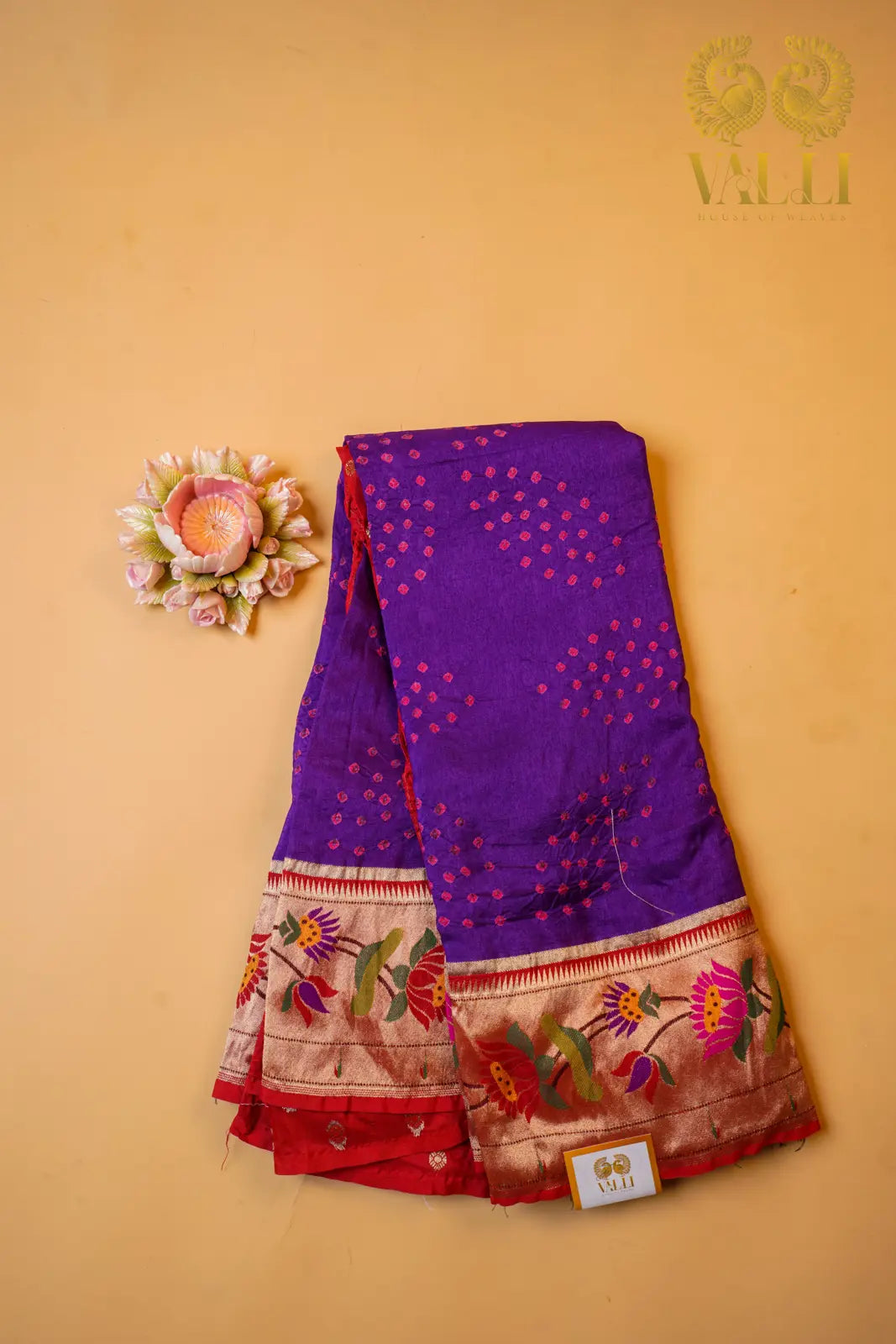 Purple Bhandini Saree with Paithani Border & Pallu