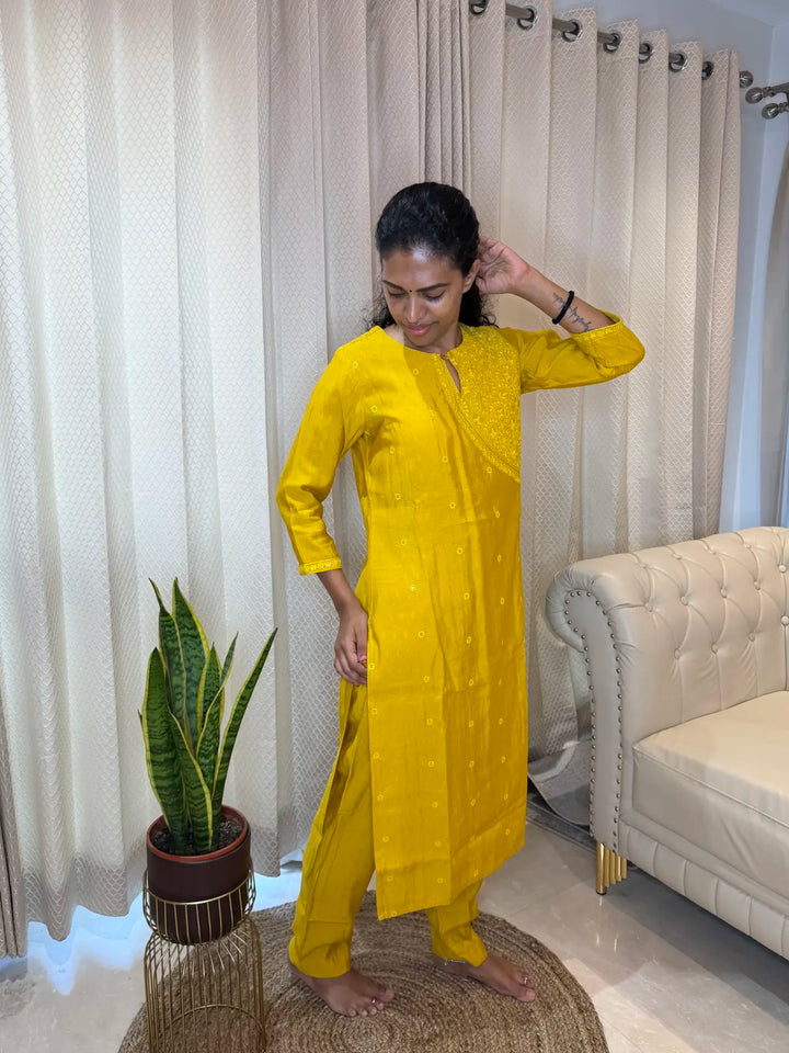 Mustard co ord set 2pc - Valli House of Weaves