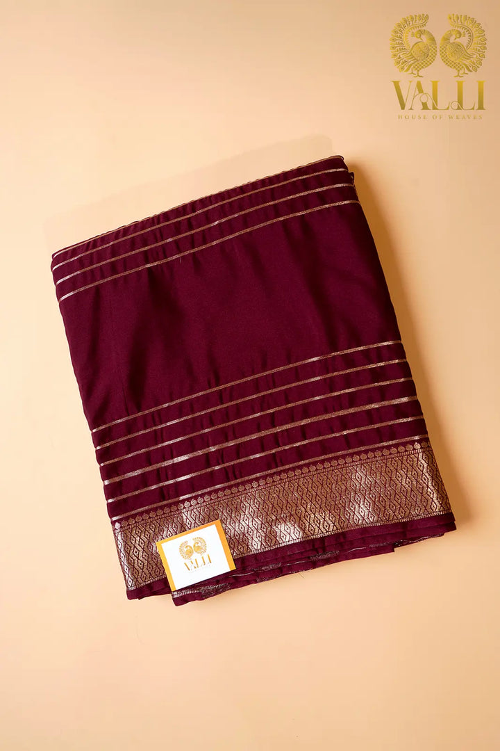 Maroon Striped Heritage Silk Saree