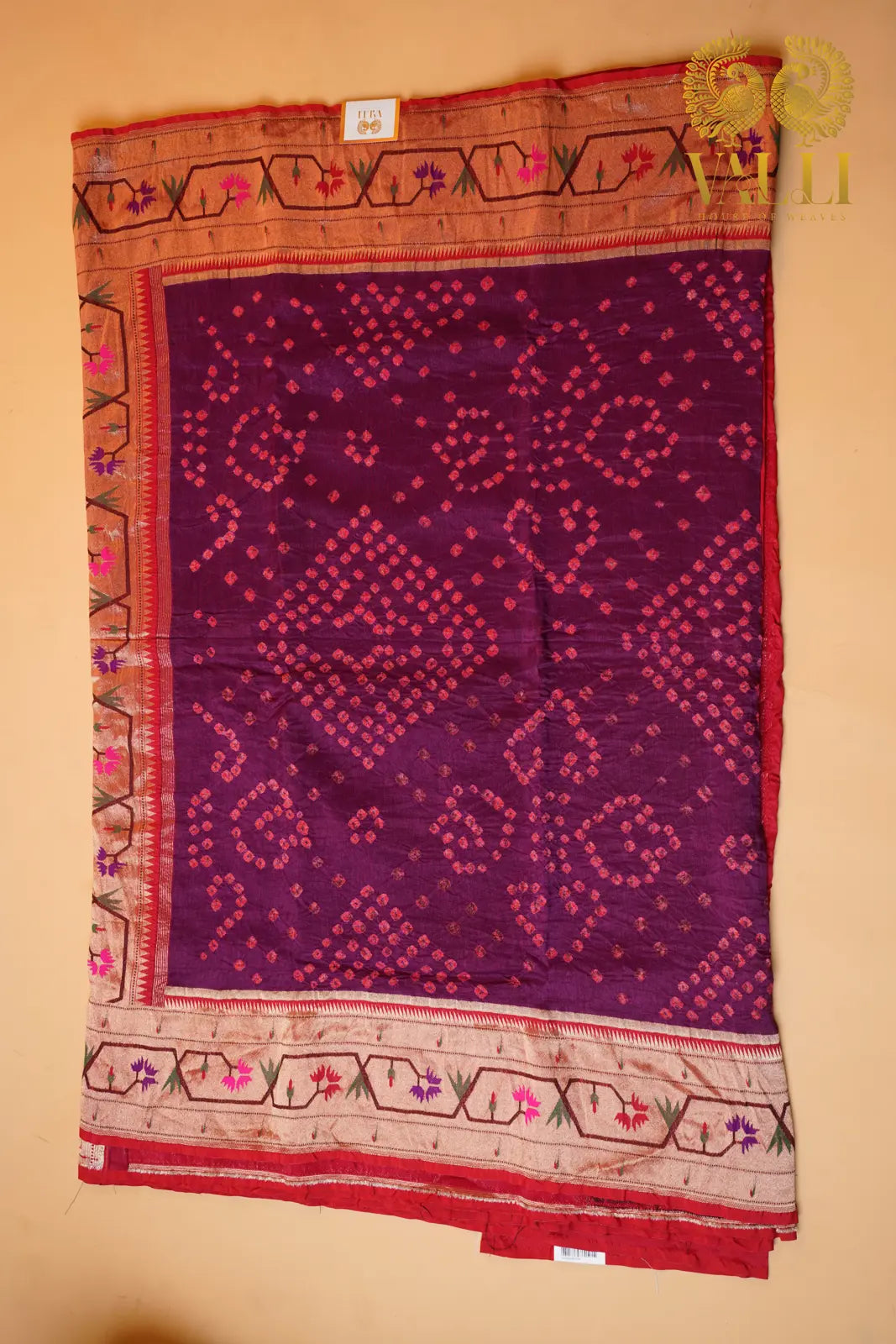 Bhandini Saree with Paithani Border & Pallu – Royal Purple Elegance with red butta blouse 