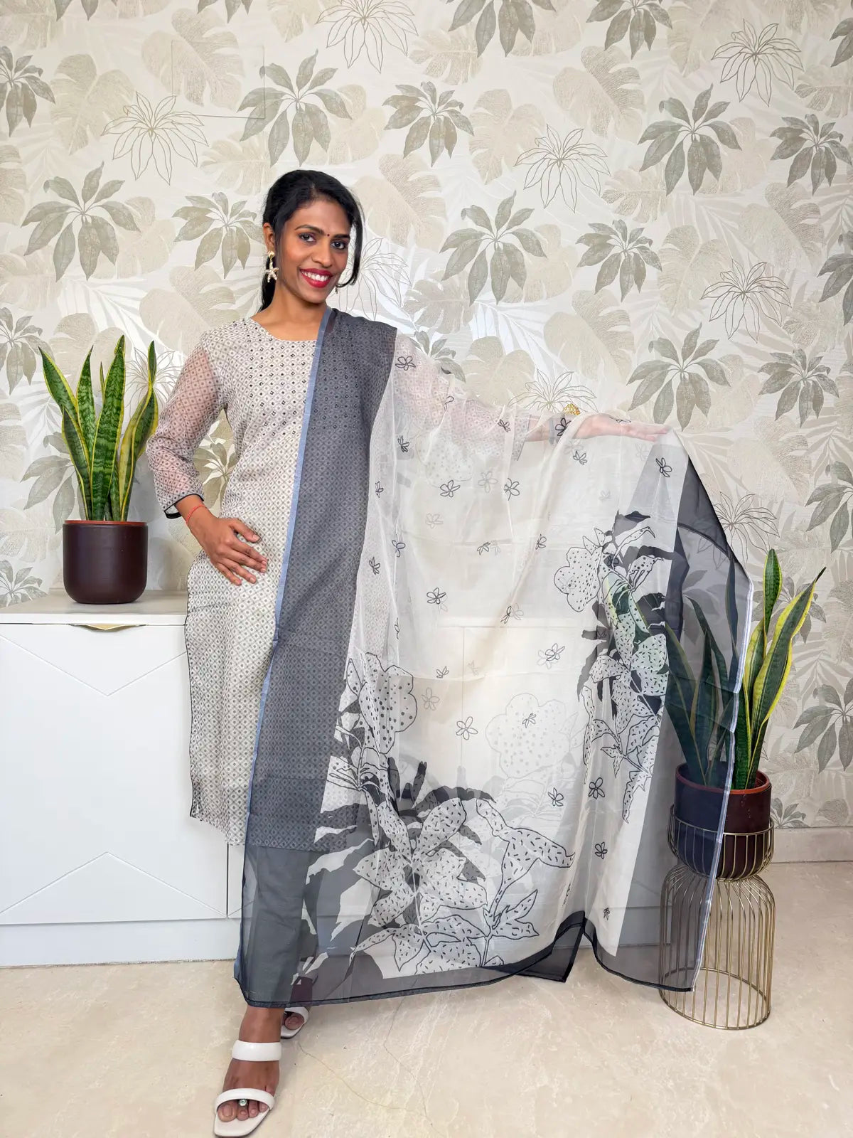 Beige Organza Salwar Set