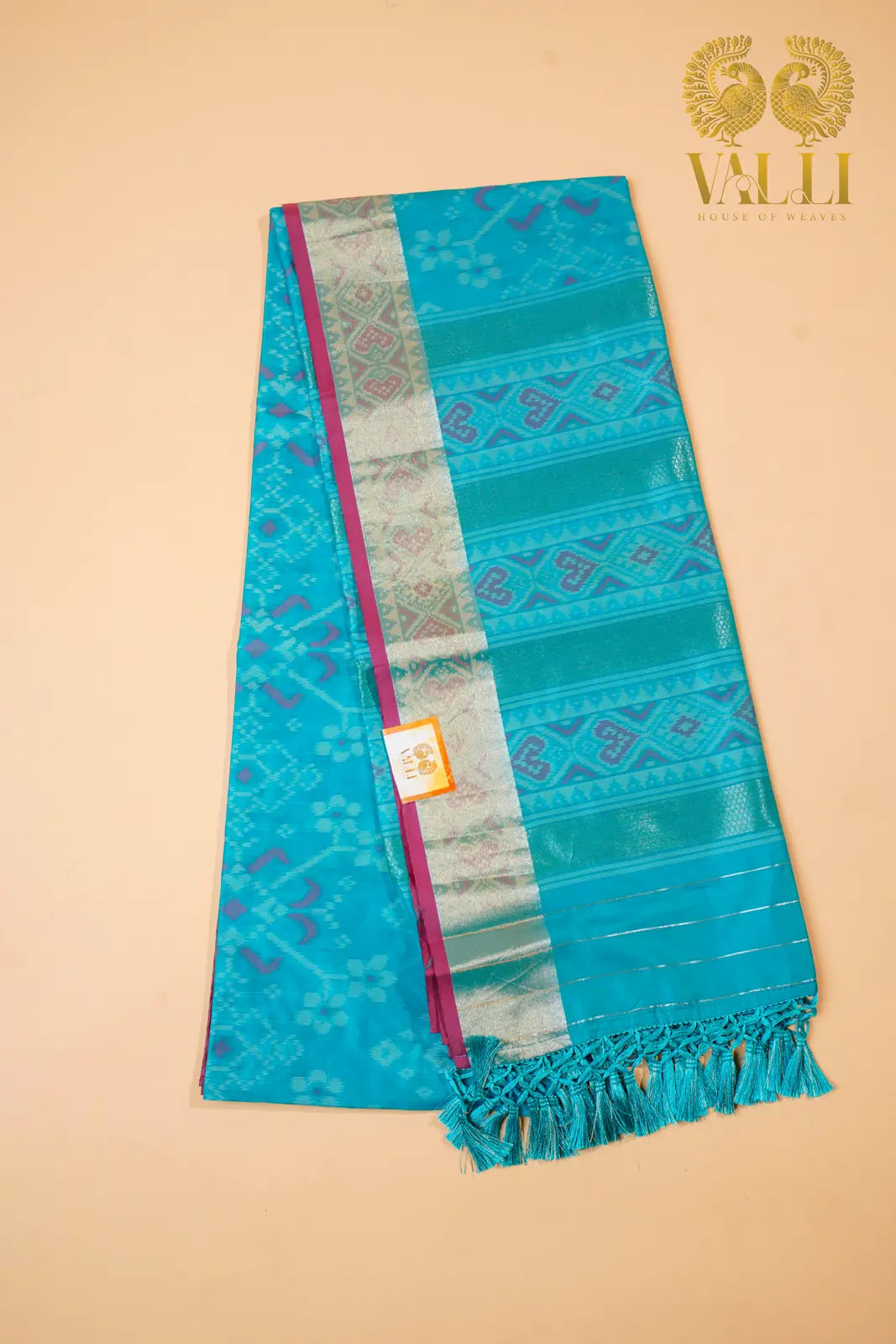 Turquoise Blue Semi Patola Saree