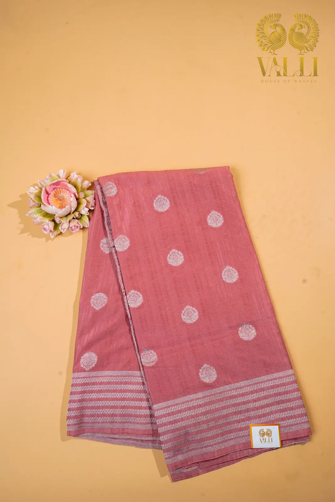 Pastel Pink Georgette Saree with Silver Zari Elegance