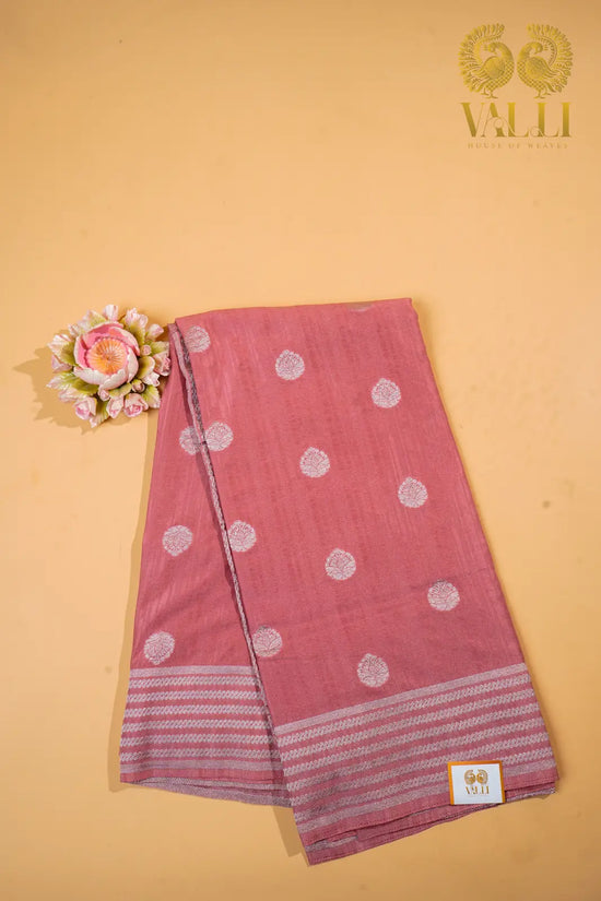 Pastel Pink Georgette Saree with Silver Zari Elegance