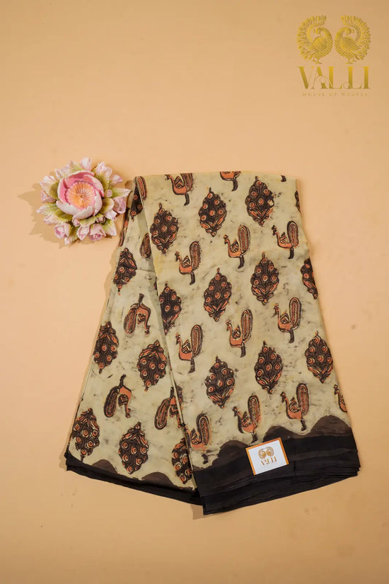 Modal Silk Saree with Traditional Block Print