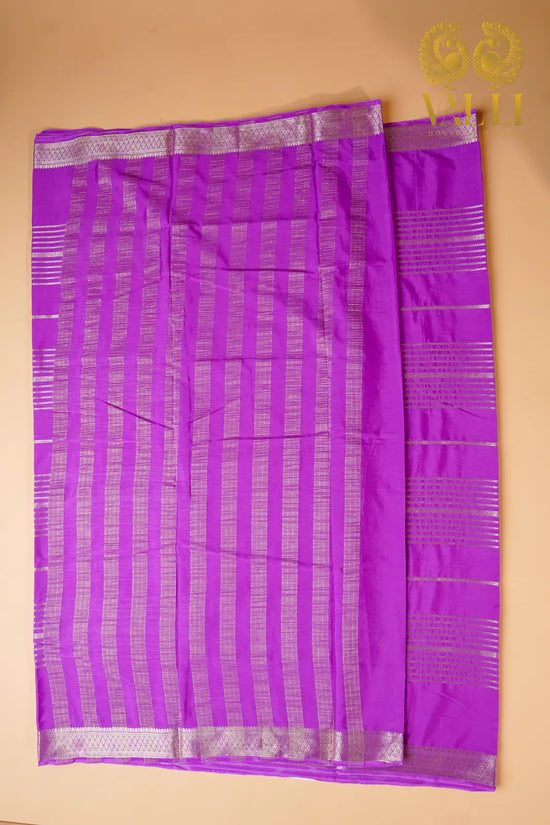 Orchid Purple Semi Crepe Silk Saree with Gold Zari Weaves