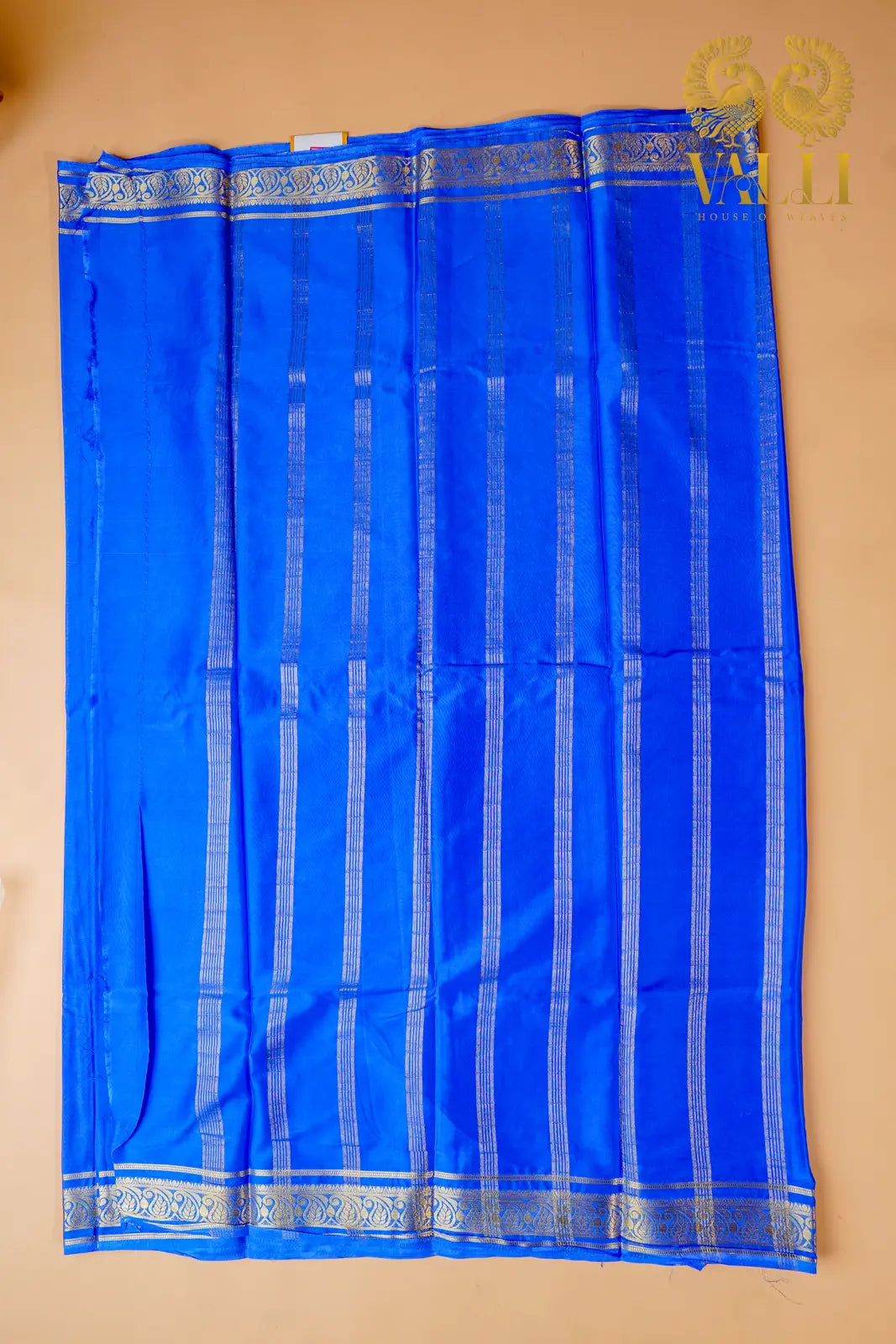 Royal Blue Crepe Silk Saree with Mango Zari Border