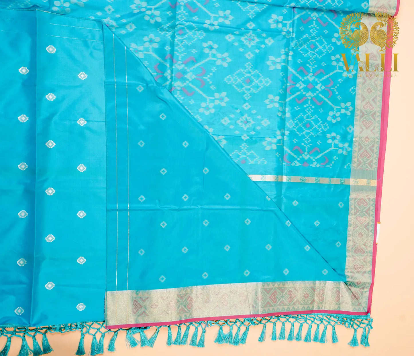 Turquoise Blue Semi Patola Saree