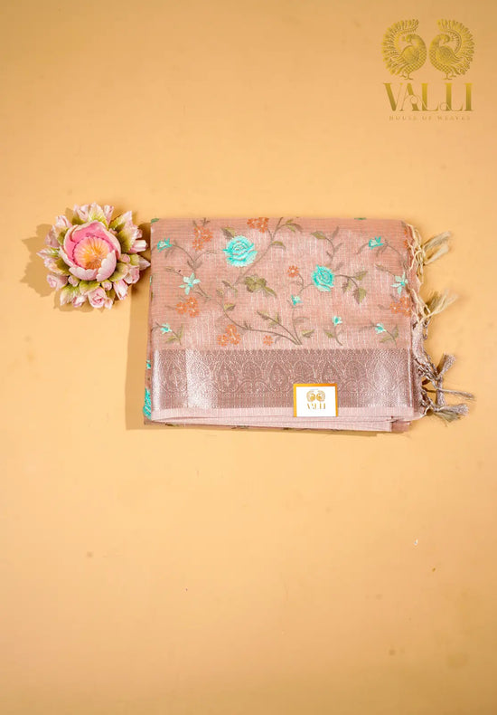 Kota Tissue embroidery pastel pink 