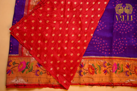 Purple Bhandini Saree with Paithani Border & Pallu