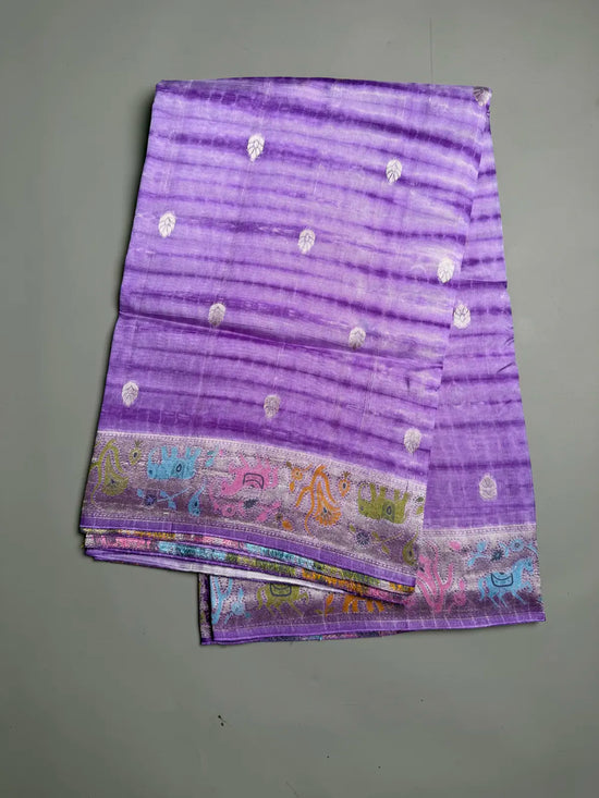  ⸻  Lavender Shibori Tussar Georgette Saree with Grand Pichwai Weave  