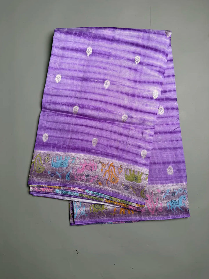  ⸻  Lavender Shibori Tussar Georgette Saree with Grand Pichwai Weave  