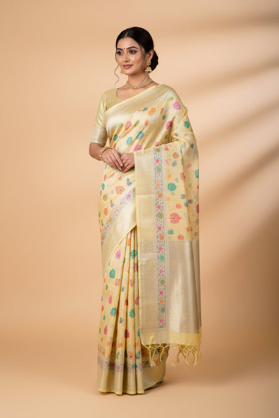 Cream Tussar Georgette Saree with Jamdani Weave