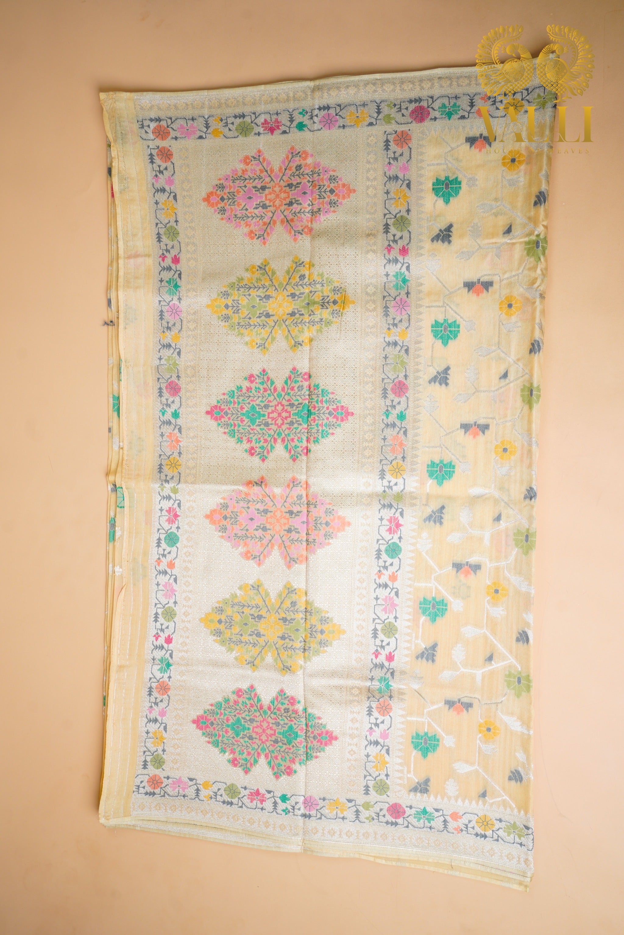 Cream Tussar Georgette Saree with Jamdani Weave