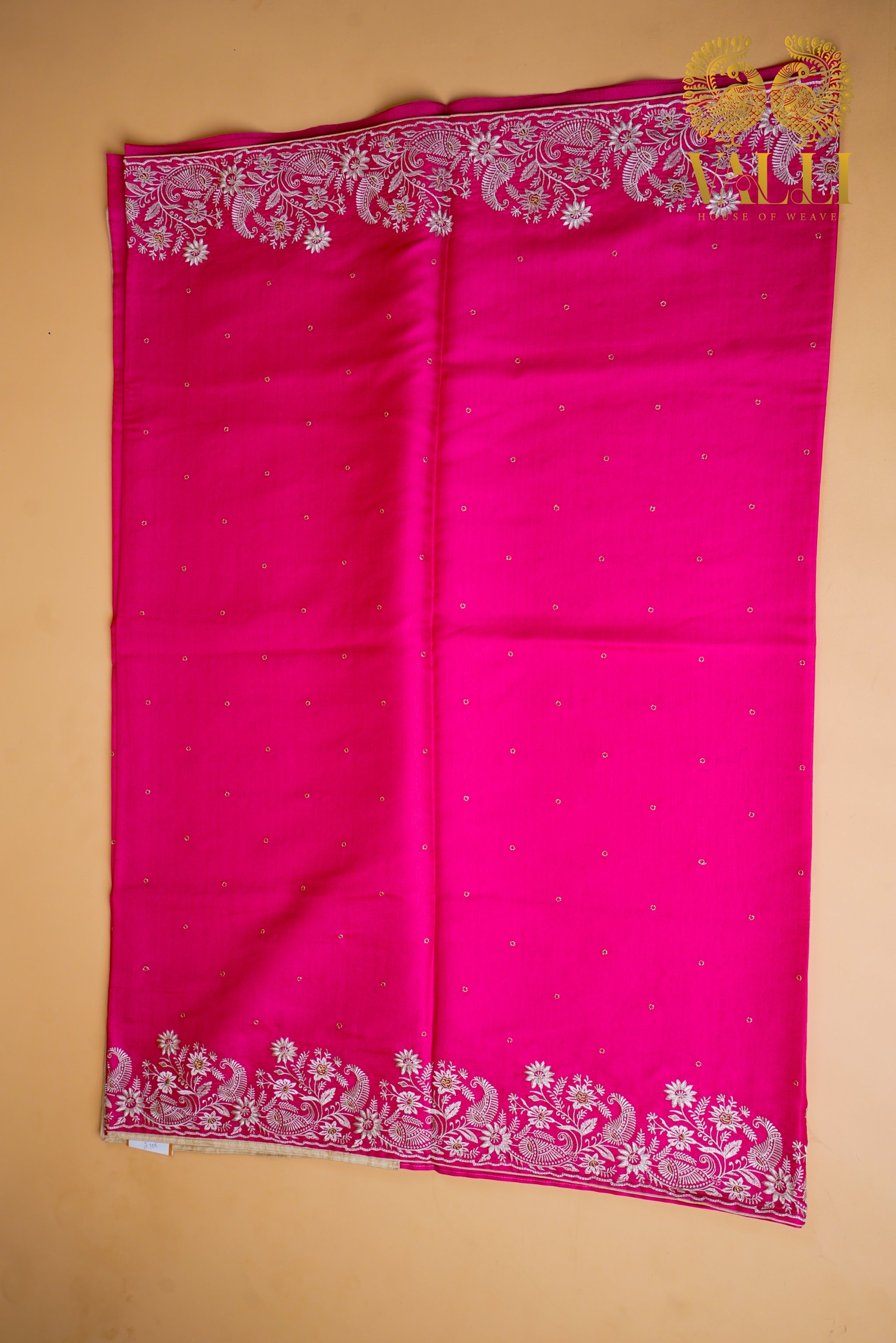 Soft Tussar Silk Saree – Embroidered Border & Self Colour Blouse