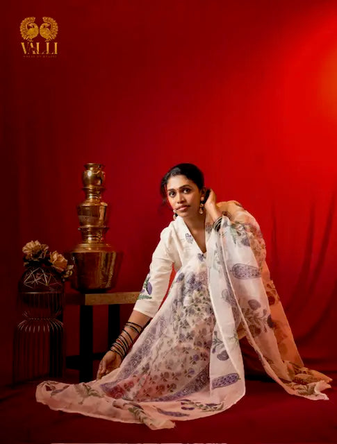 Jaipur cotton salwar white with Kota dupatta