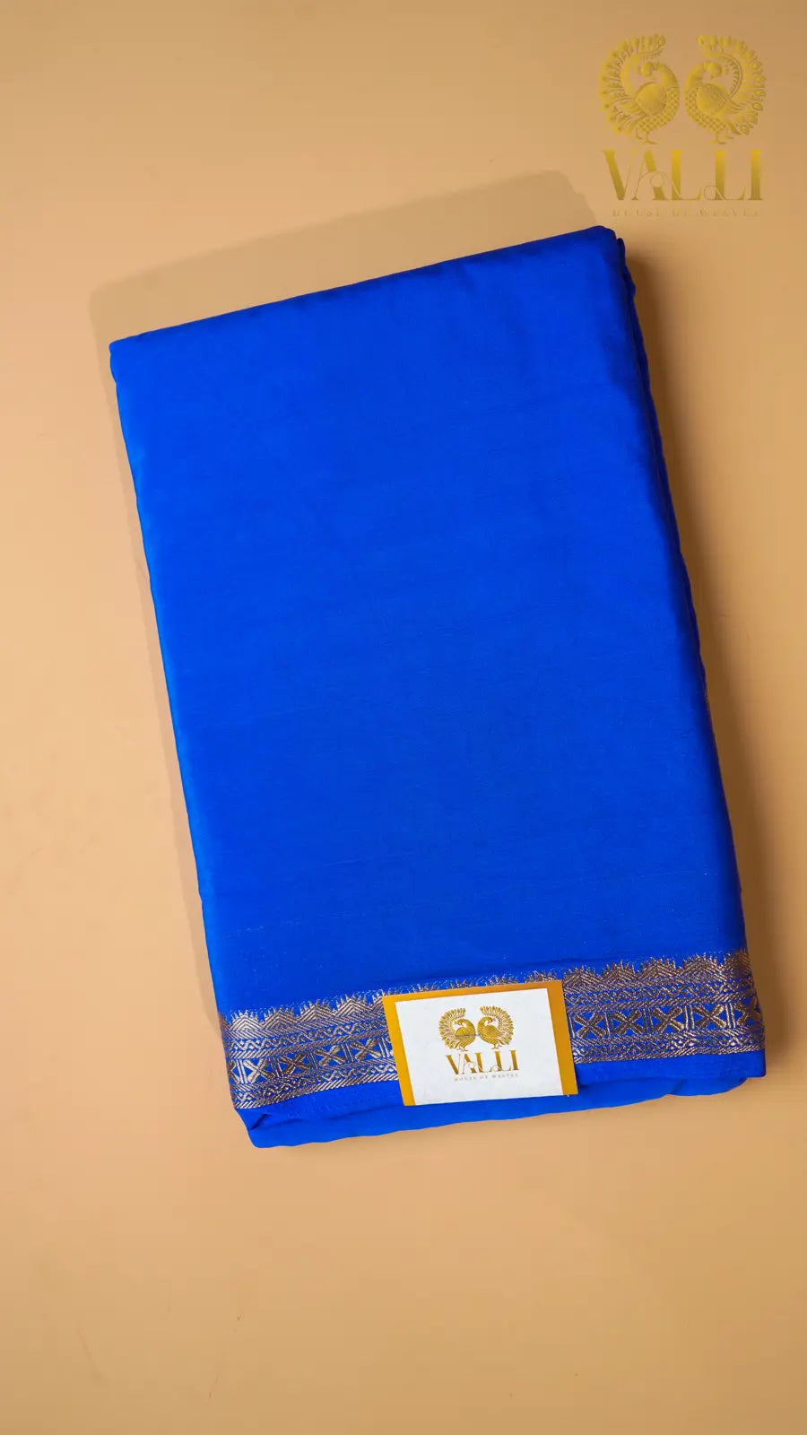 Royal Blue Semi-Crepe Saree with Delicate Half-Inch Border