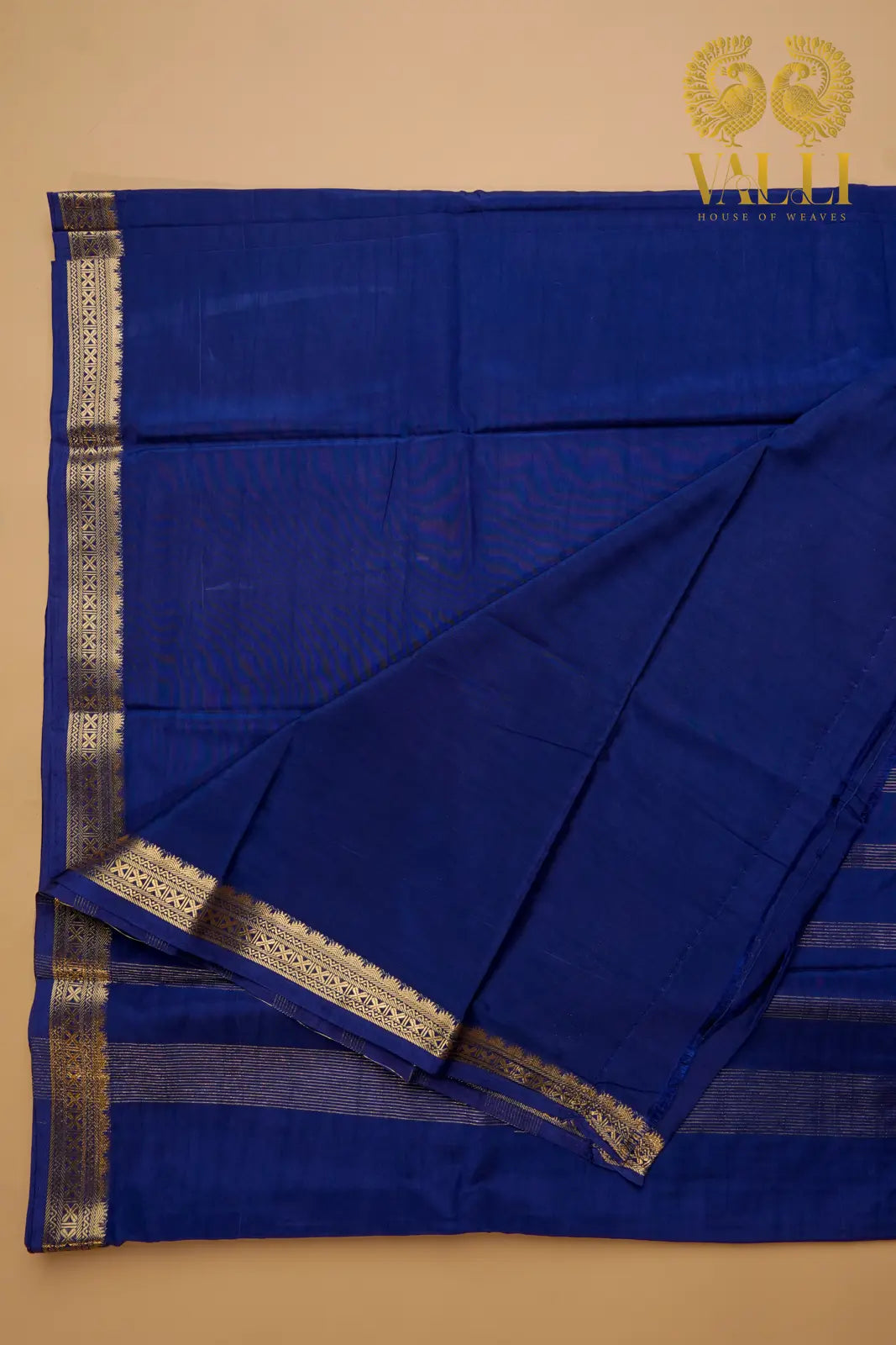 Dark Blue Semi Crepe Silk Saree with half inch  Border