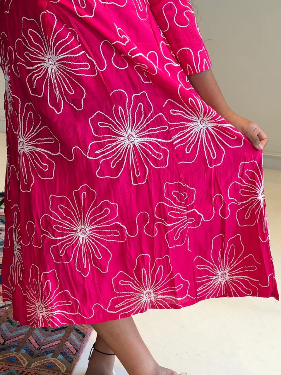 Pink embroidery Kurti