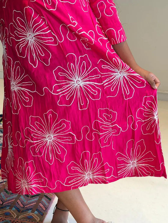 Pink embroidery Kurti